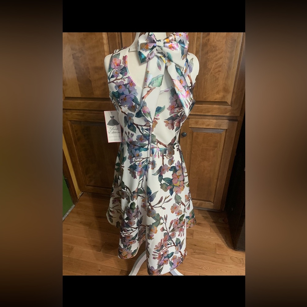 Rare Editions Multicolor Floral Backless Dress